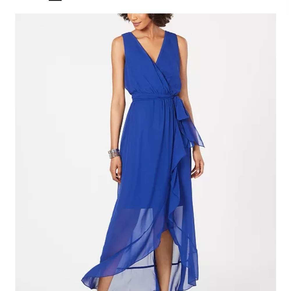 SL Fashions Blue Asymmetrical High-Low Sundress